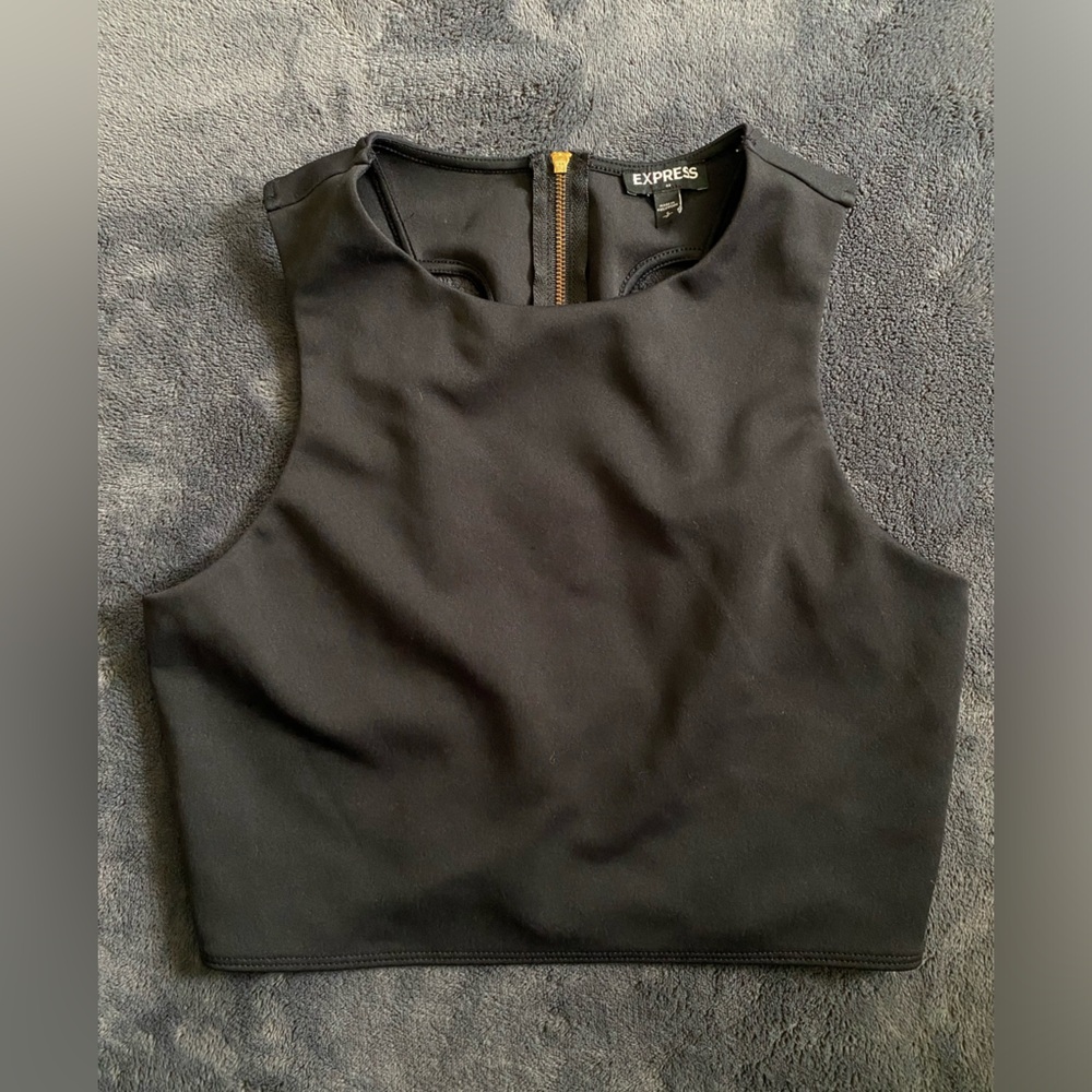 Express Elegant Cropped Black Top